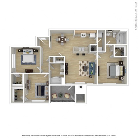 Floor plan for 3 beds, 2 baths, 1312 sqft